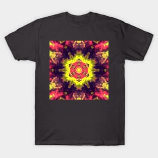 Yellow and Pink Smoke Kaleidoscope Pattern T-Shirt